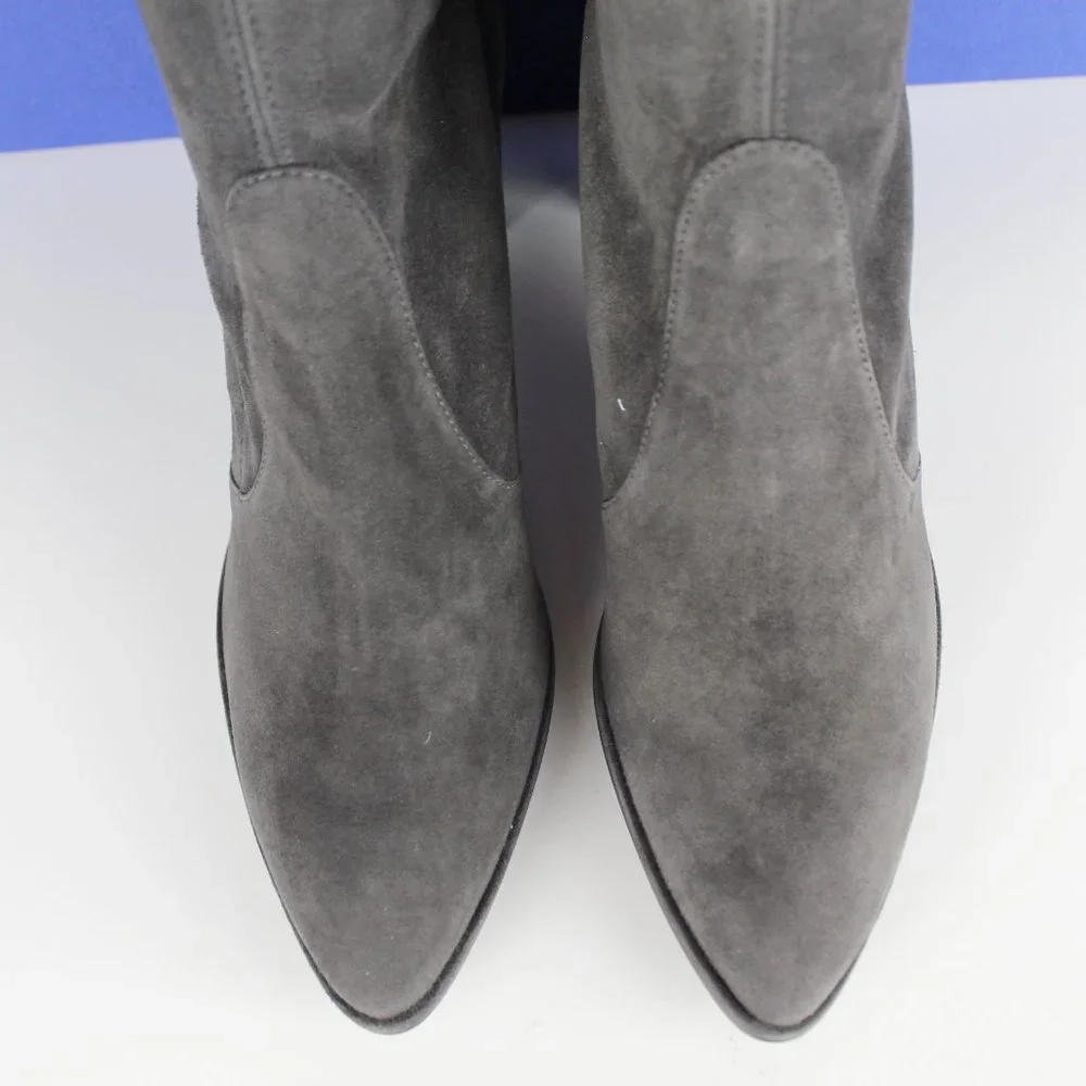 NEW Stuart Weitzman Landmark Pointed Toe Over the Knee Boots, Slate, US 10
